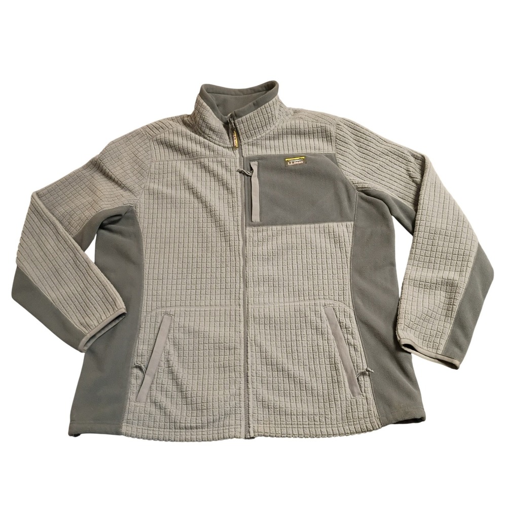 LL Bean Grid Fleece Full Zip Jacket Mens XXL Tall Gray Gorpcore Hiking 509961